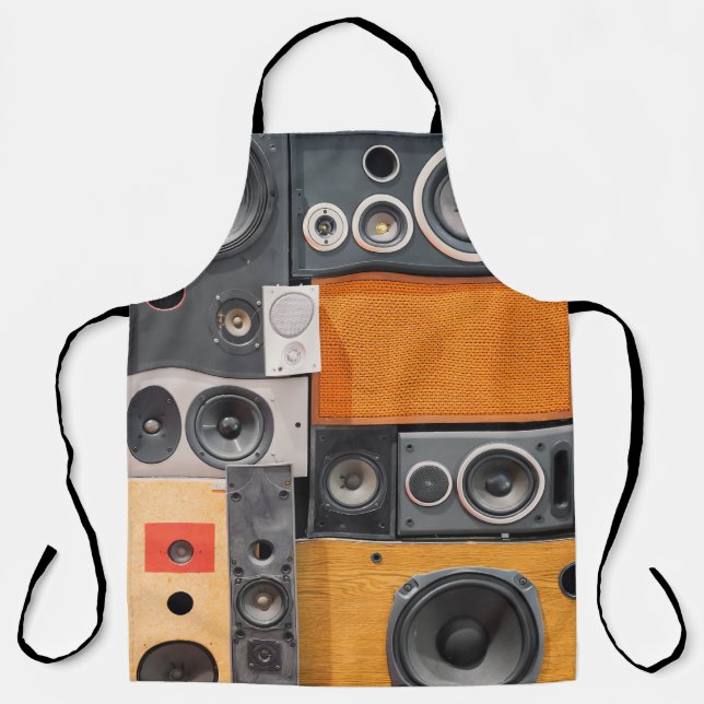Retro Music Speaker Wall Design Apron (Front)
