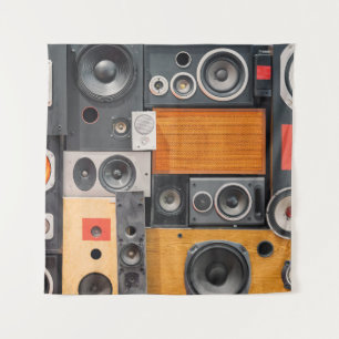 Retro Music Speaker Wall Design Tapestry