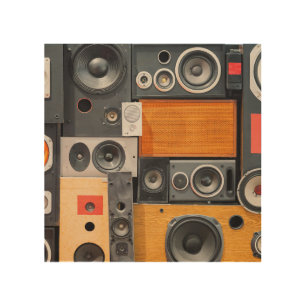 Retro Music Speaker Wall Design Wood Wall Art