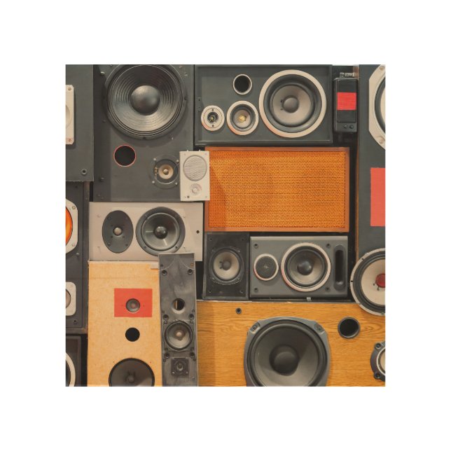 Retro Music Speaker Wall Design Wood Wall Art (Front)