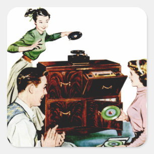 Retro Music Square Sticker