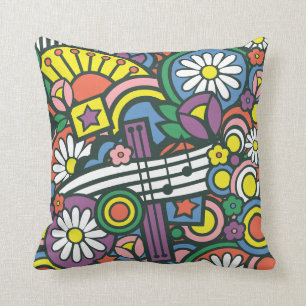 Retro Music Time Throw Pillow
