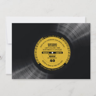 Retro Music Vinyl 60s 70s Birthday Invitation