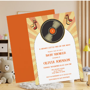 Retro Music Vinyl Groovy Baby Shower Invitation