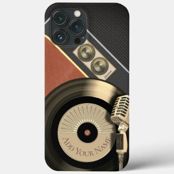 Retro Music Vinyl Record And Vintage Microphone Iphone 13 Pro Max Case by CasamsMusicMachine at Zazzle