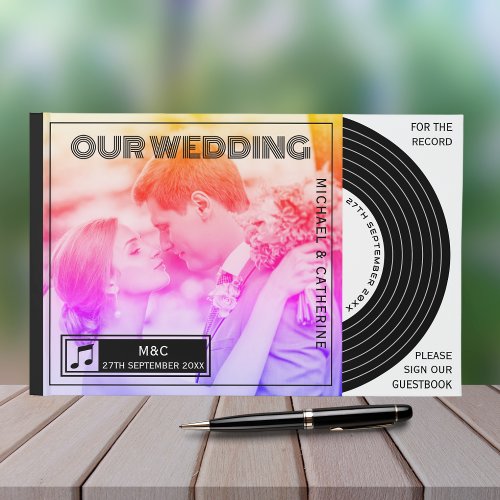 Retro Music Vinyl Record Cover Wedding Guest Book