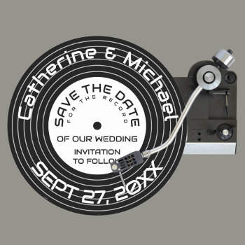 Retro Music Vinyl Record Unique Save The Date by MemorableLoveBonds at Zazzle