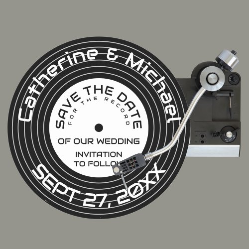 Retro Music Vinyl Record Unique Save The Date