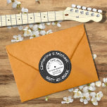 Retro Music Vinyl Record Unique Save The Date Classic Round Sticker<br><div class="desc">This vinyl record save the date sticker is a great way to add a touch of music nostalgia to your wedding invitations. This sticker is designed to look like a vintage record and can be customized to match your music-themed wedding. They are a perfect wedding sticker for music lovers who...</div>