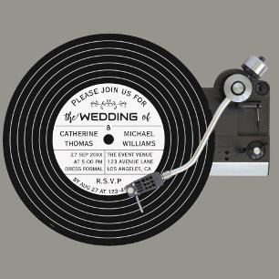 Retro Music Vinyl Record Unique Wedding Invitation