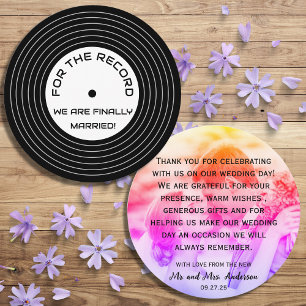 Retro Music Vinyl Record Unique Wedding Thank You  Card