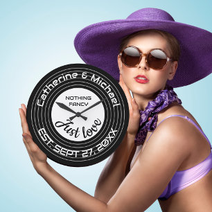 Retro Music Vinyl Record Wedding Anniversary Large Clock