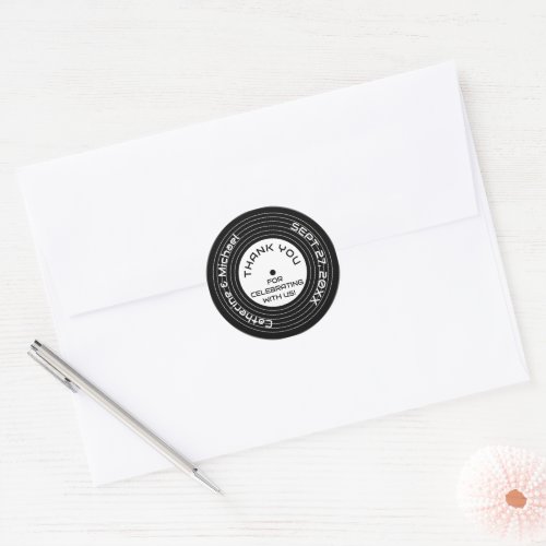 Retro Music Vinyl Record Wedding Classic Round Sticker