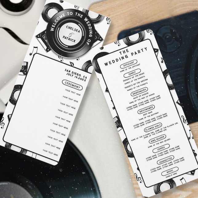 Retro Music Vinyl Wedding Ceremony Party Program (Creator Uploaded)
