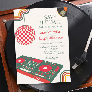 Retro music wedding save the date