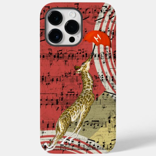 Retro Musical Flying Giraffe Red Umbrella Case_Mate iPhone 14 Pro Max Case