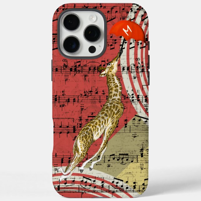 Retro Musical Flying Giraffe Red Umbrella Case-Mate iPhone Case (Back)