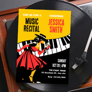 Retro musical jazz recital invitation