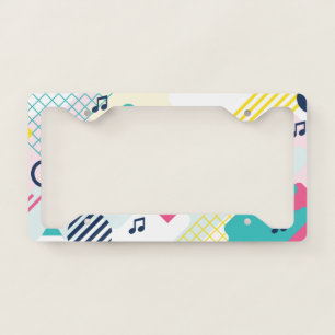 Retro Musical Notes. Geometric Shapes. License Plate Frame