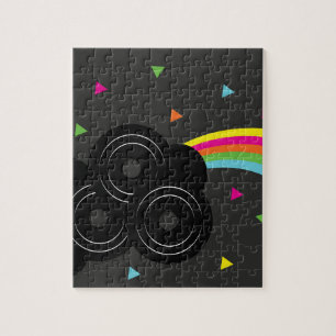 Retro Musical Rainbow 80s Records Jigsaw Puzzle