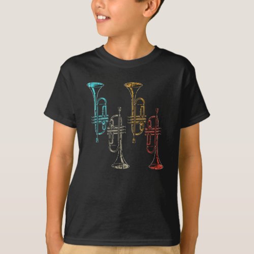 Retro Musical Wind Instrument Trumpet Player T_Shirt