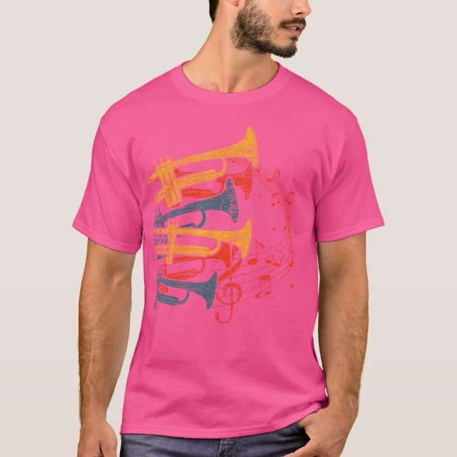 Retro Musician Marching Band Trumpet Player Trumpe T-Shirt (Front)