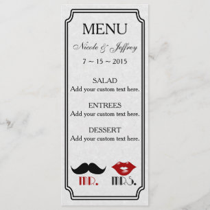 Retro Mustache Custom Wedding Menu