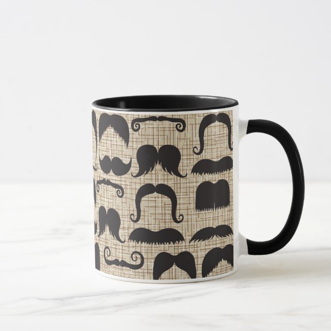 Retro Mustache Moustache Stache Pattern Mug (Right)