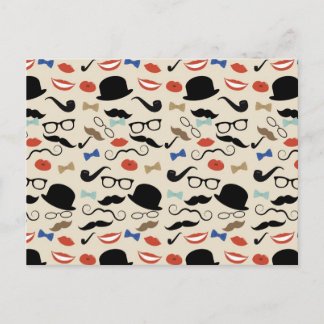 Retro Mustache Moustache Stache Pattern Postcard