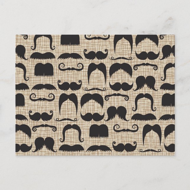 Retro Mustache Moustache Stache Pattern Postcard (Front)