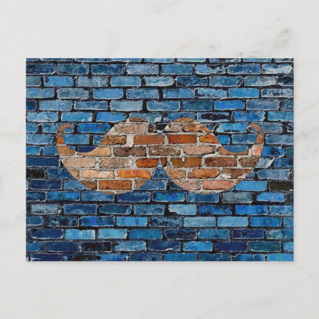 Retro Mustache on Brick Wall Postcard (Front)