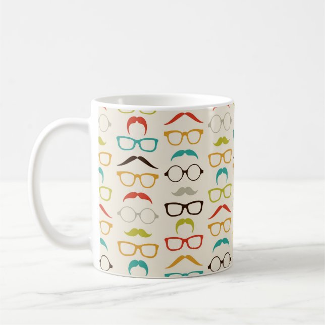 Retro Mustache Pattern Coffee Mug (Left)