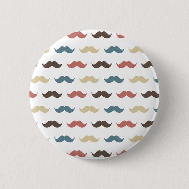 Retro Mustache Pattern in Multi Colors Button (Front)