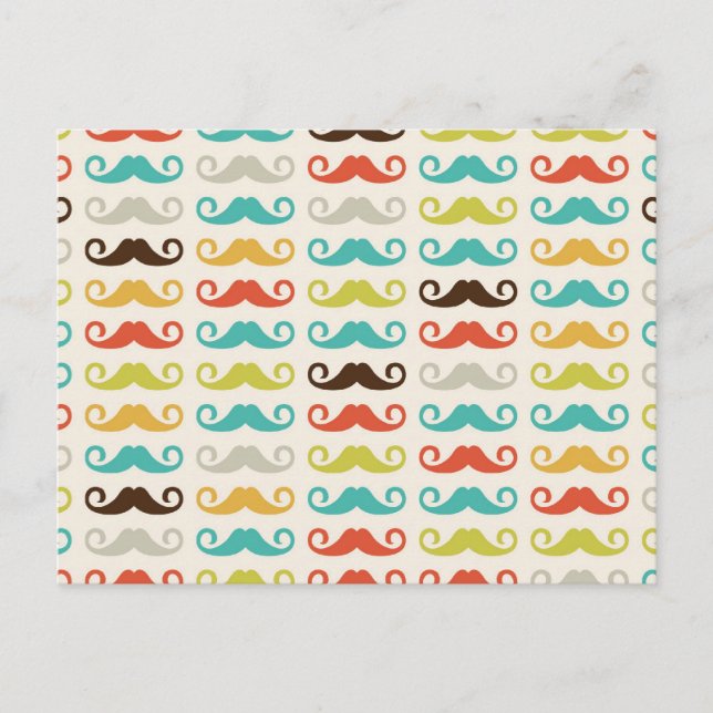 Retro Mustache Pattern Postcard (Front)