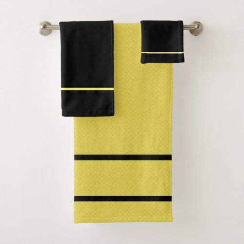 Retro Mustard And Black Towel Set