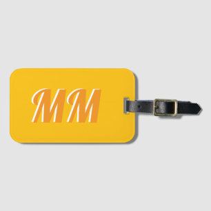 Retro Mustard Yellow Modern Monogram Initial Luggage Tag