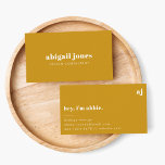 Retro Mustard Yellow Muted Earthy Minimalist Business Card<br><div class="desc">A simple stylish custom design with retro typography on a earthy mustard yellow background. The text,  including your monogram and nickname,  can easily be personalized to make a design as unique as you are! The perfect trendy bespoke design for personal or business use!</div>