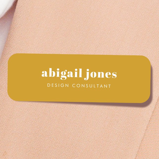 Retro Mustard Yellow Muted Earthy Minimalist Name Tag (Creator Uploaded)