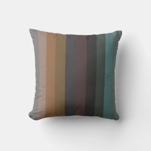 Retro Muted Earth Tones Vertical Stripes Throw Pillow