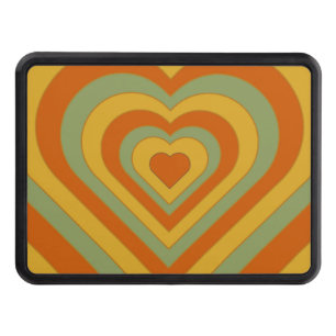 Retro Muted Groovy Layered Heart Hitch Cover