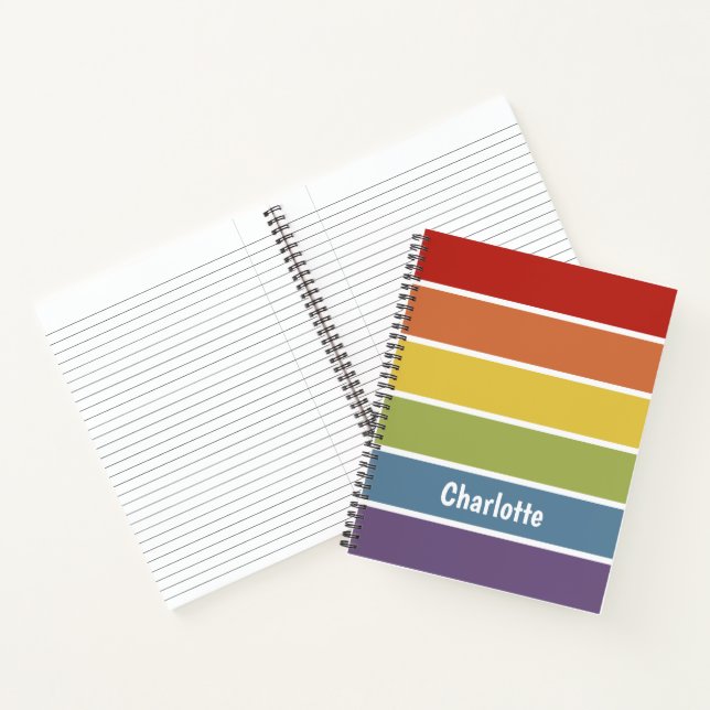 Retro Muted Rainbow LGBT Personalized Notebook (Inside)