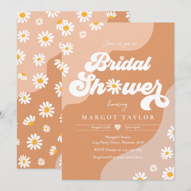 Retro Muted Tones Boho Hippy Vibes Bridal Shower Invitation (Front/Back)