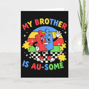 Retro My Brother Is Awesome Autism Awareness Siste Card