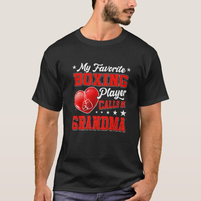 Retro My Favorite Boxing Player Calls Me Grandma T-Shirt (Front)