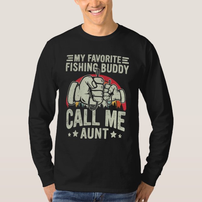 Retro My Favorite Fishing Buddy Call Me Aunt Fishi T-Shirt (Front)