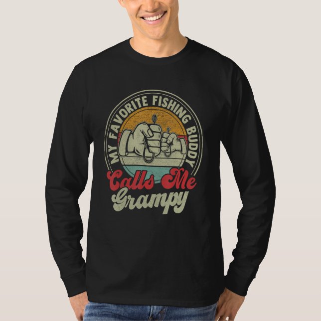 Retro My Favorite Fishing Buddy Call Me Grampy Fis T-Shirt (Front)