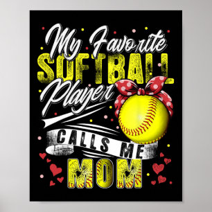 Retro My Favorite Softball Player Calls Me Mom Mot Poster