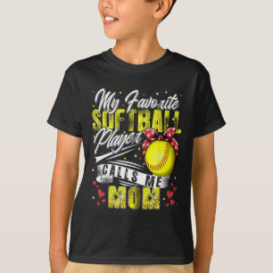Retro My Favorite Softball Player Calls Me Mom Mot T-Shirt