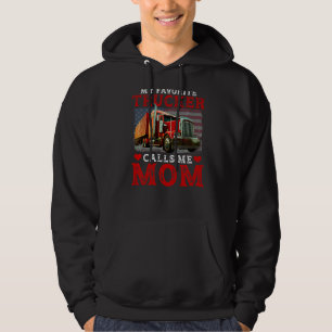 Retro My Favorite Trucker Calls Me Mom Usa Flag Mo Hoodie