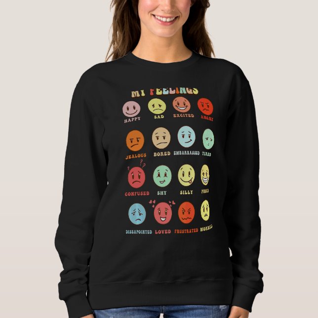 Retro My Feelings Emotion Faces Mental Health Matt Sweatshirt (Front)